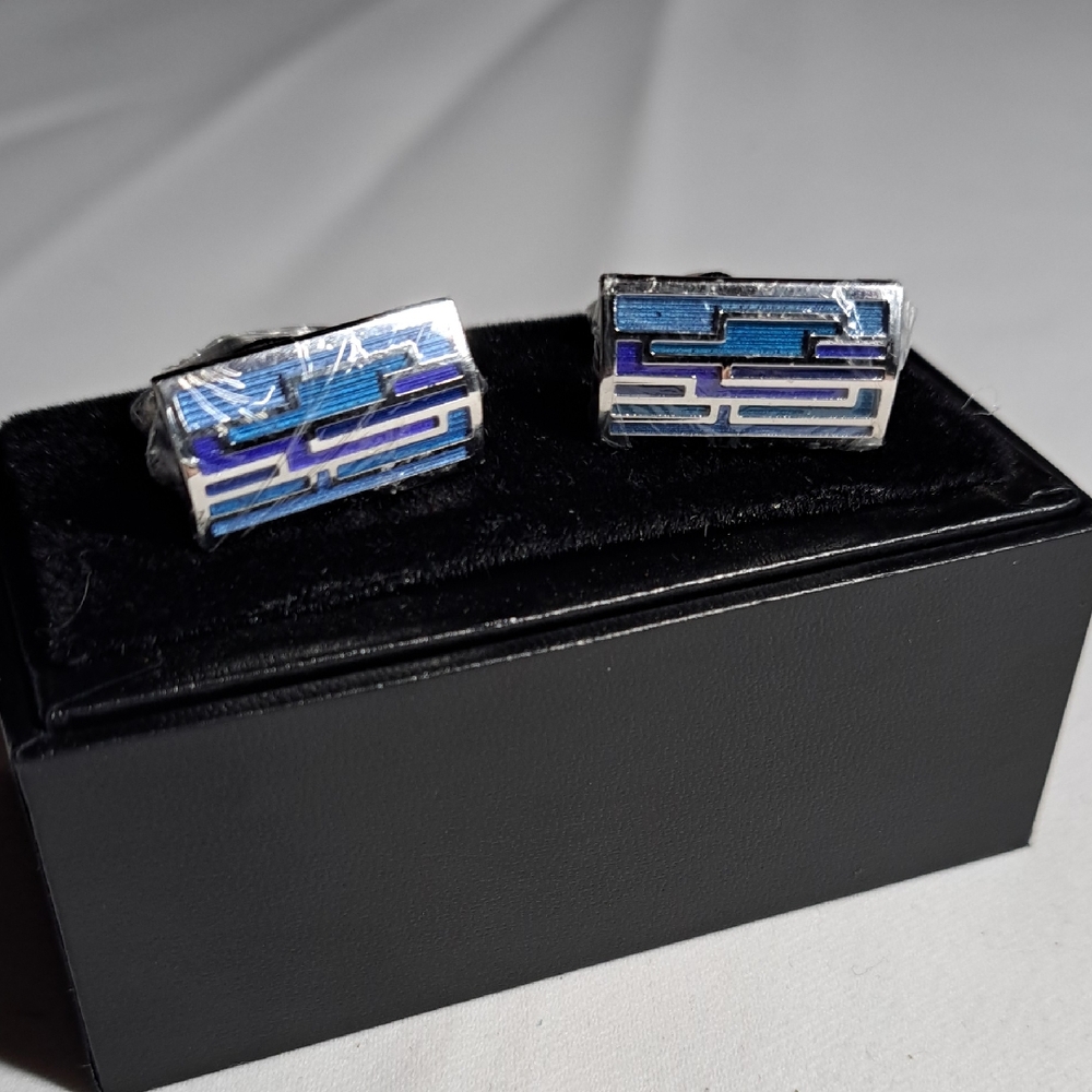 Silver and Blue Cufflinks